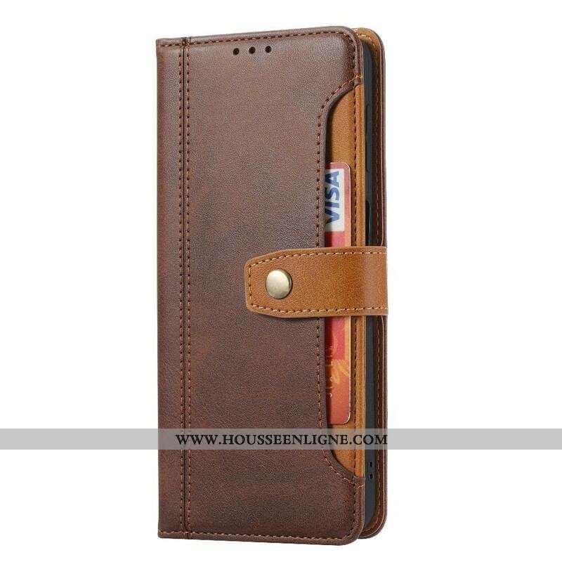 Housse iPhone 13 Pro Effet Cuir Porte-Carte Frontal et Sangle