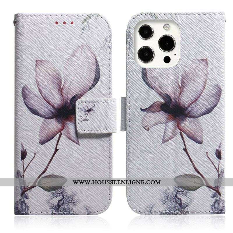Housse iPhone 13 Pro Fleur Vieux Rose