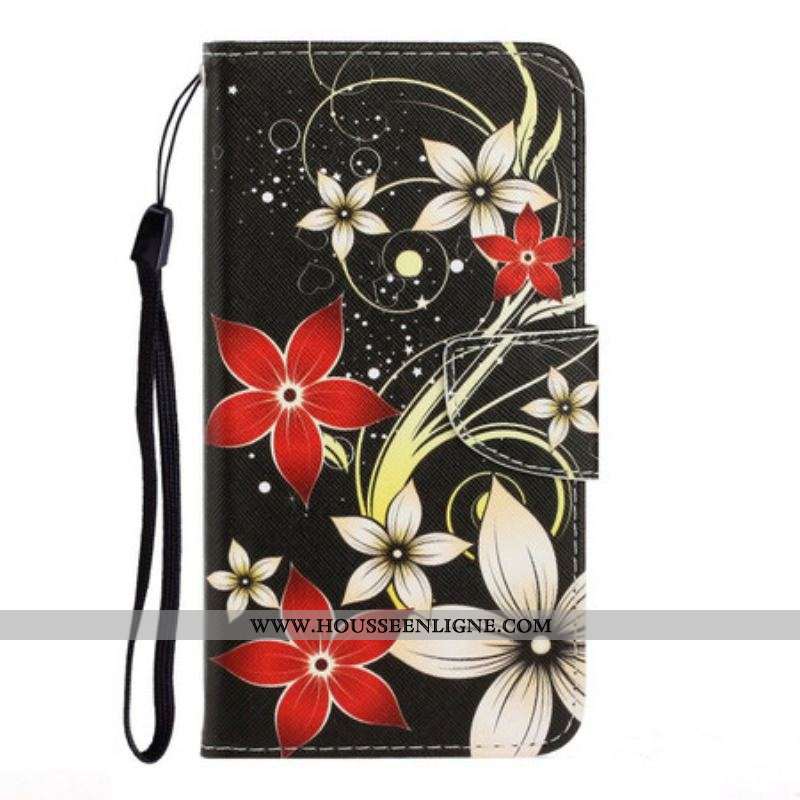 Housse iPhone 13 Pro Fleurs Colorées à Lanière