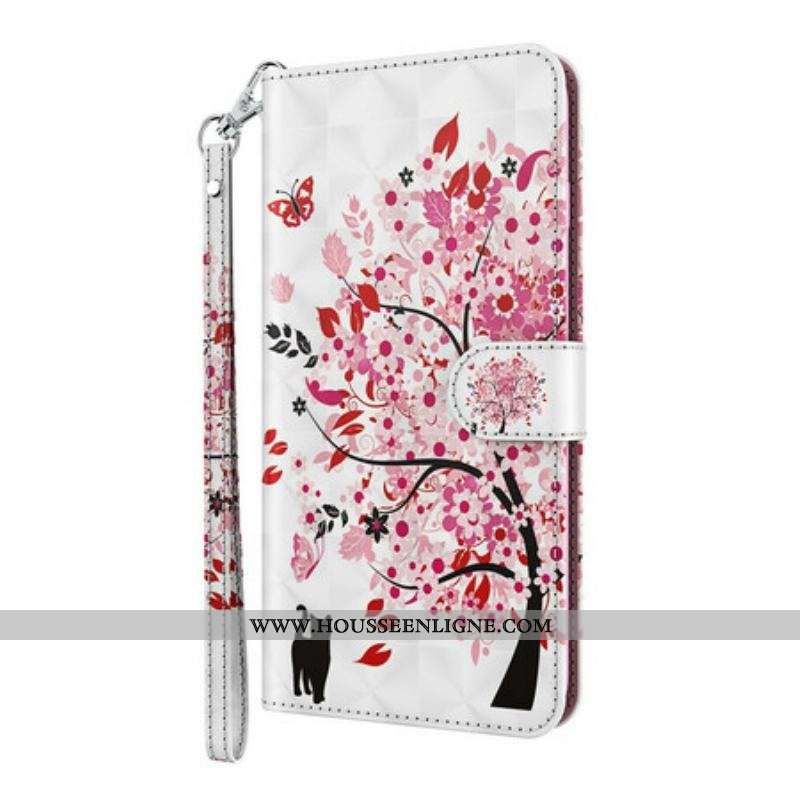 Housse iPhone 13 Pro Max Arbre Rose et Chat Noir