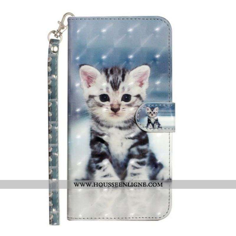 Housse iPhone 13 Pro Max Chaton Light Spots à Lanière