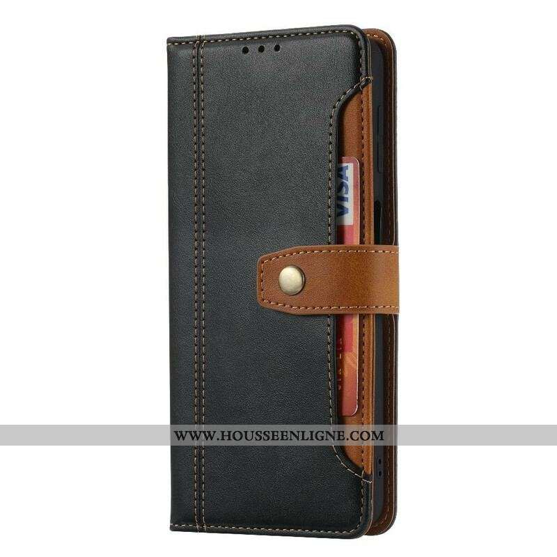 Housse iPhone 13 Pro Max Effet Cuir Porte-Carte Frontal et Sangle