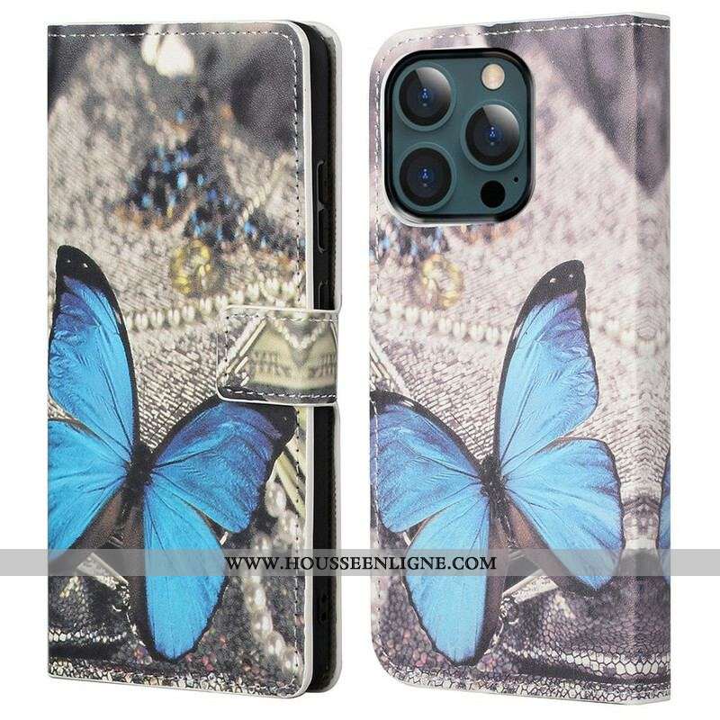 Housse iPhone 13 Pro Max Papillon Bleu