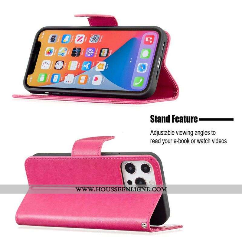 Housse iPhone 13 Pro Max Papillons et Rabat Oblique