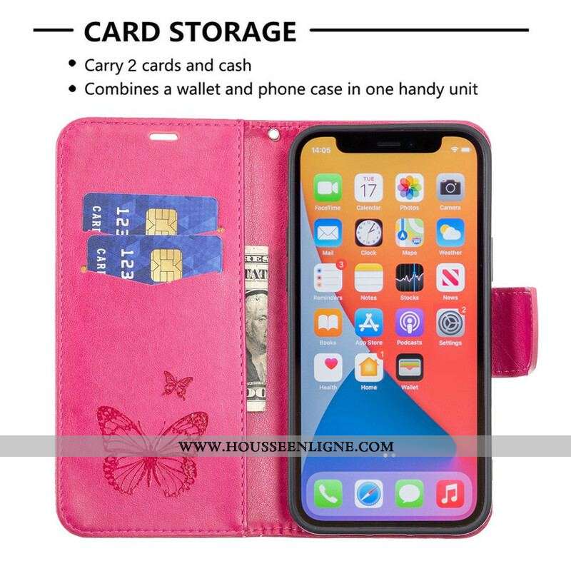Housse iPhone 13 Pro Max Papillons et Rabat Oblique