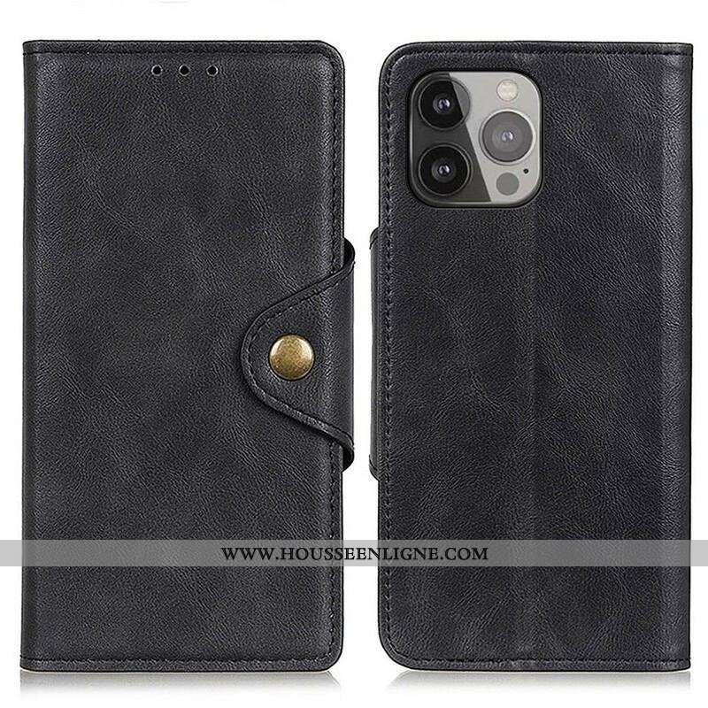 Housse iPhone 13 Pro Max Simili Cuir Bouton