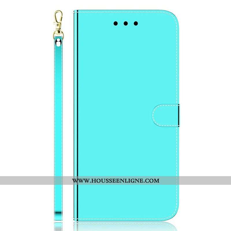 Housse iPhone 13 Pro Max Simili Cuir Couverture Miroir