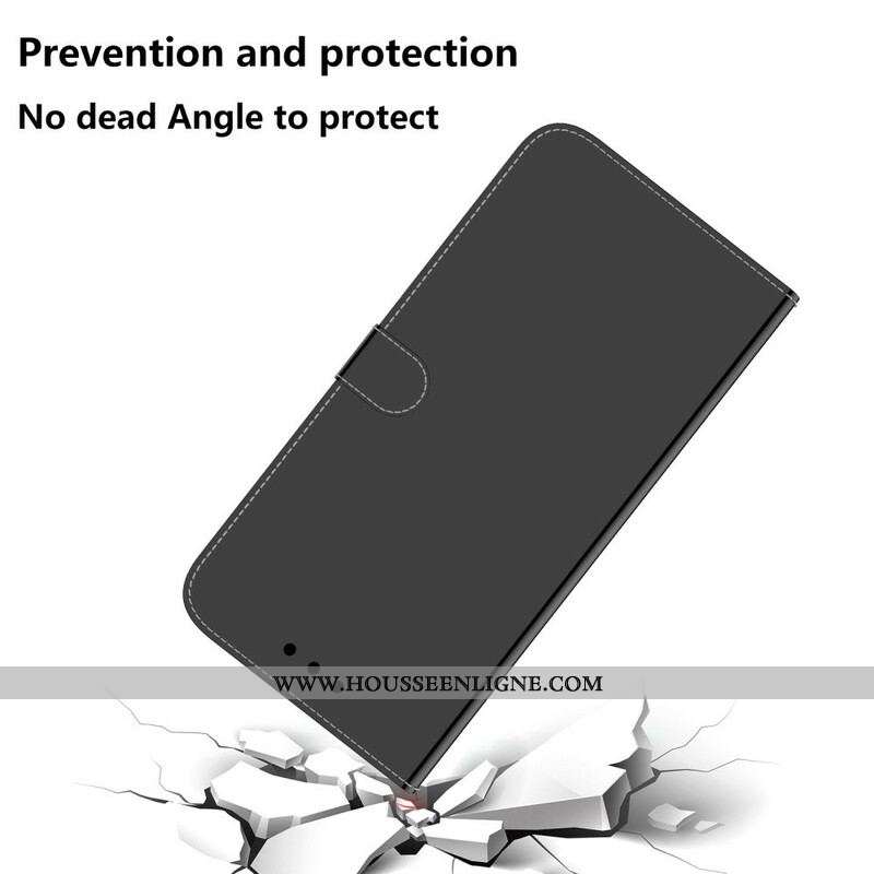 Housse iPhone 13 Pro Max Simili Cuir Couverture Miroir