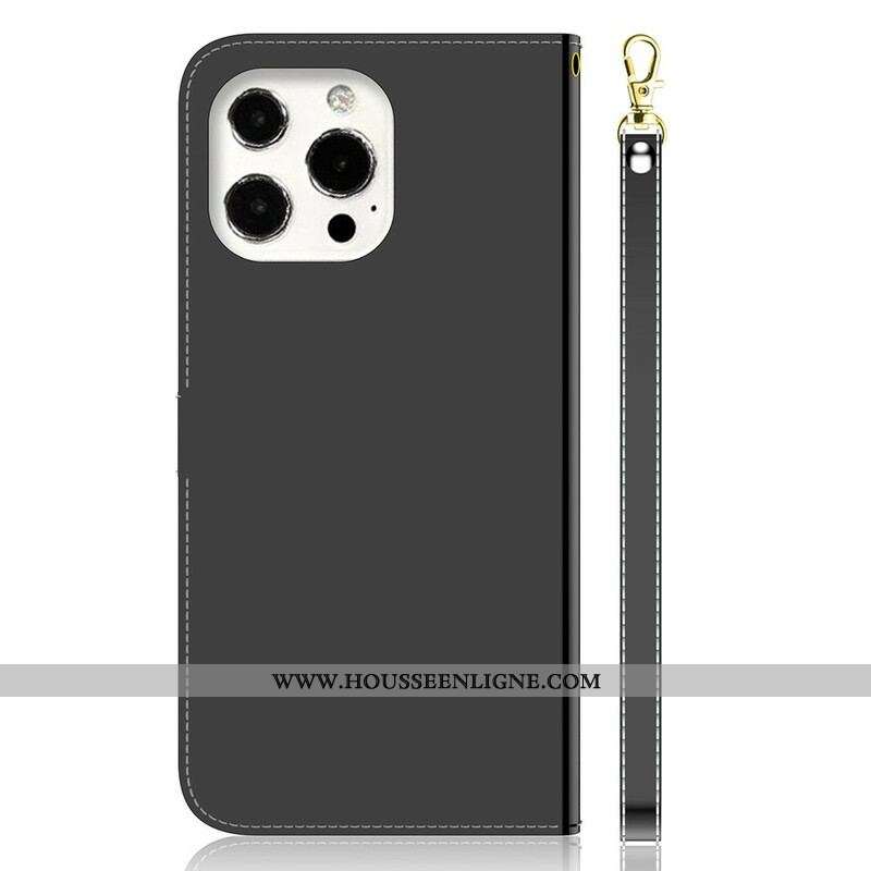 Housse iPhone 13 Pro Max Simili Cuir Couverture Miroir