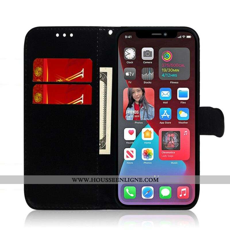 Housse iPhone 13 Pro Max Simili Cuir Couverture Miroir