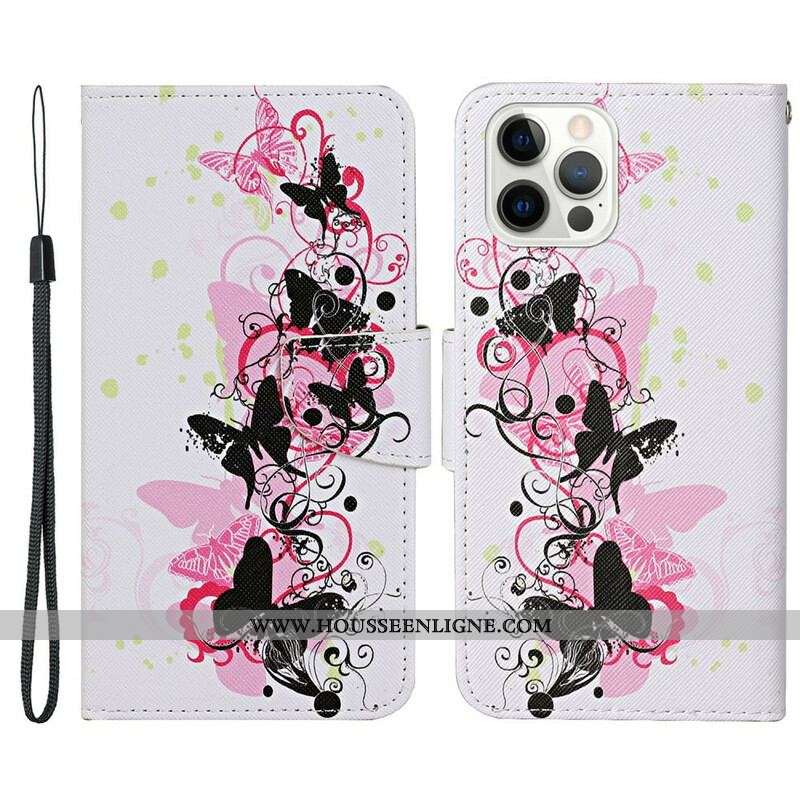 Housse iPhone 13 Pro Papillons Magistraux avec Lanière