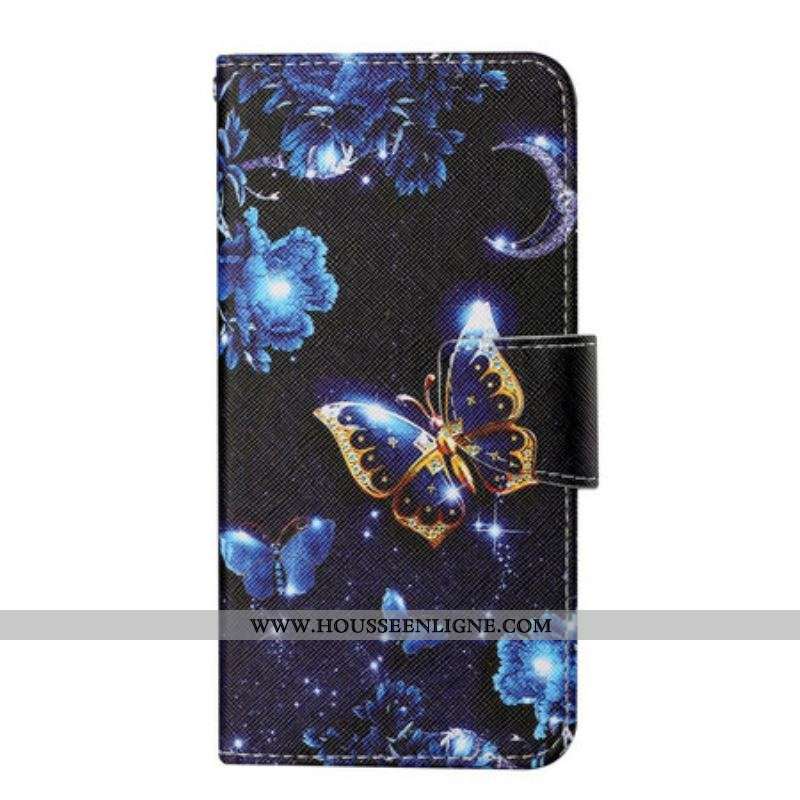 Housse iPhone 13 Pro Précieux Papillons à Lanière