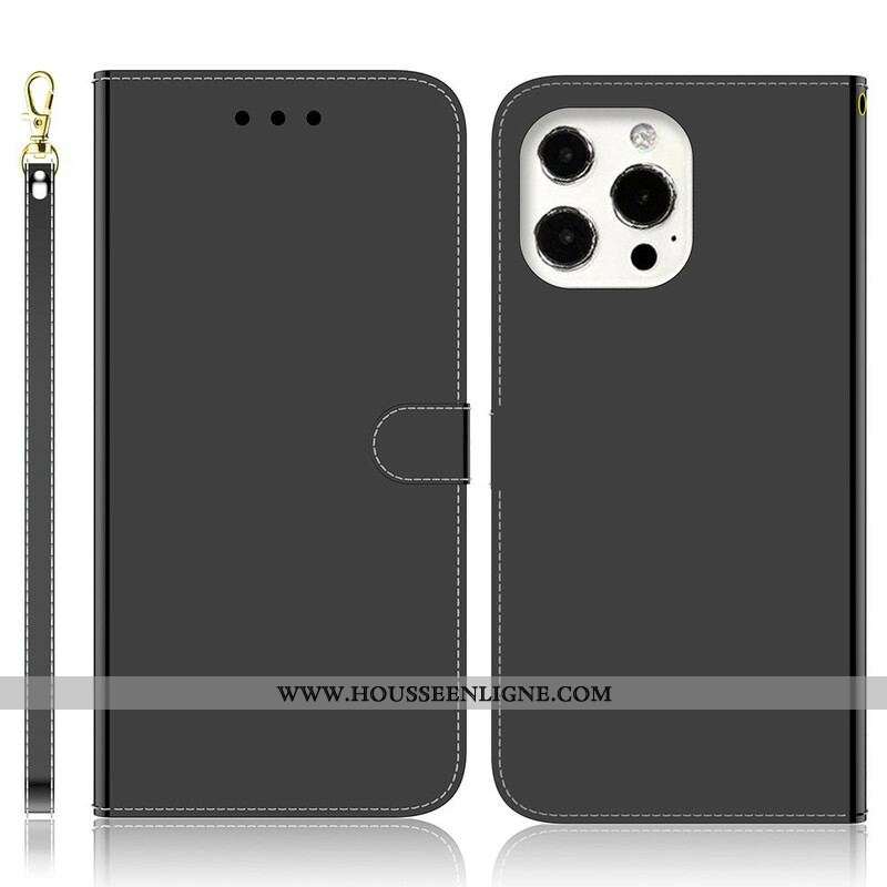 Housse iPhone 13 Pro Simili Cuir Couverture Miroir