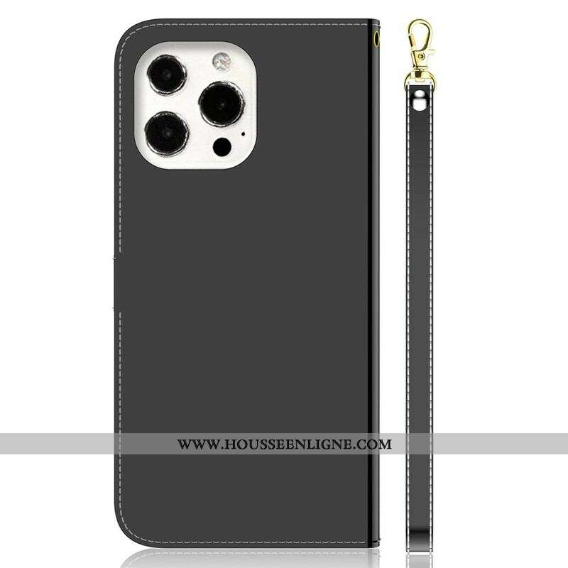 Housse iPhone 13 Pro Simili Cuir Couverture Miroir