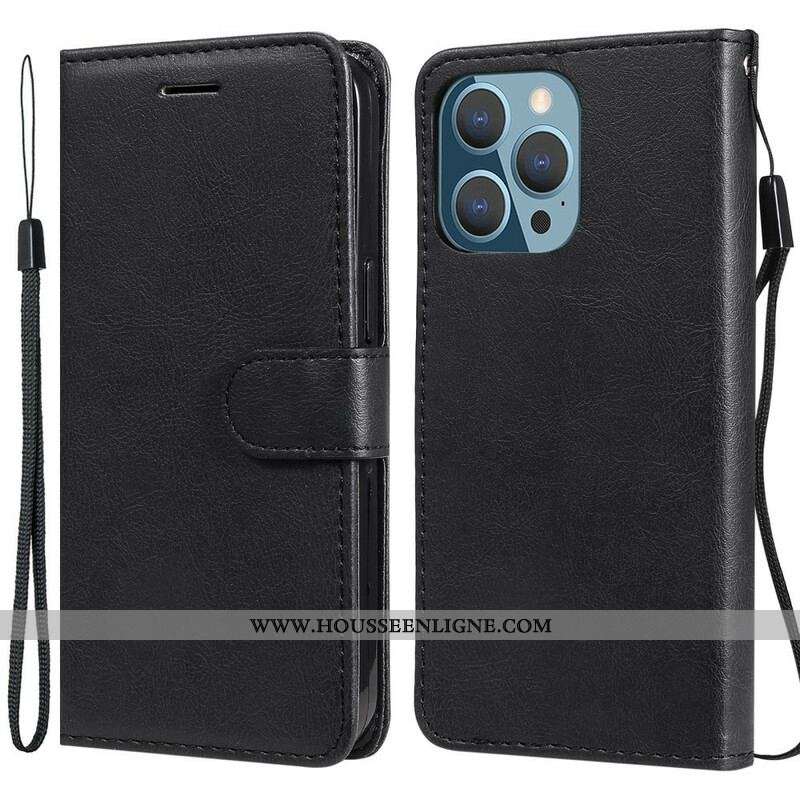 Housse iPhone 13 Pro Solid Color Serie à Lanière