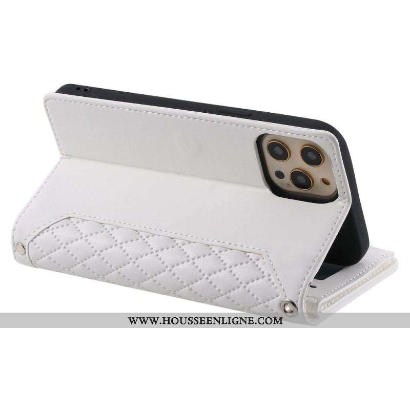 Housse iPhone 13 Pro Style Matelassé avec Bandoulière