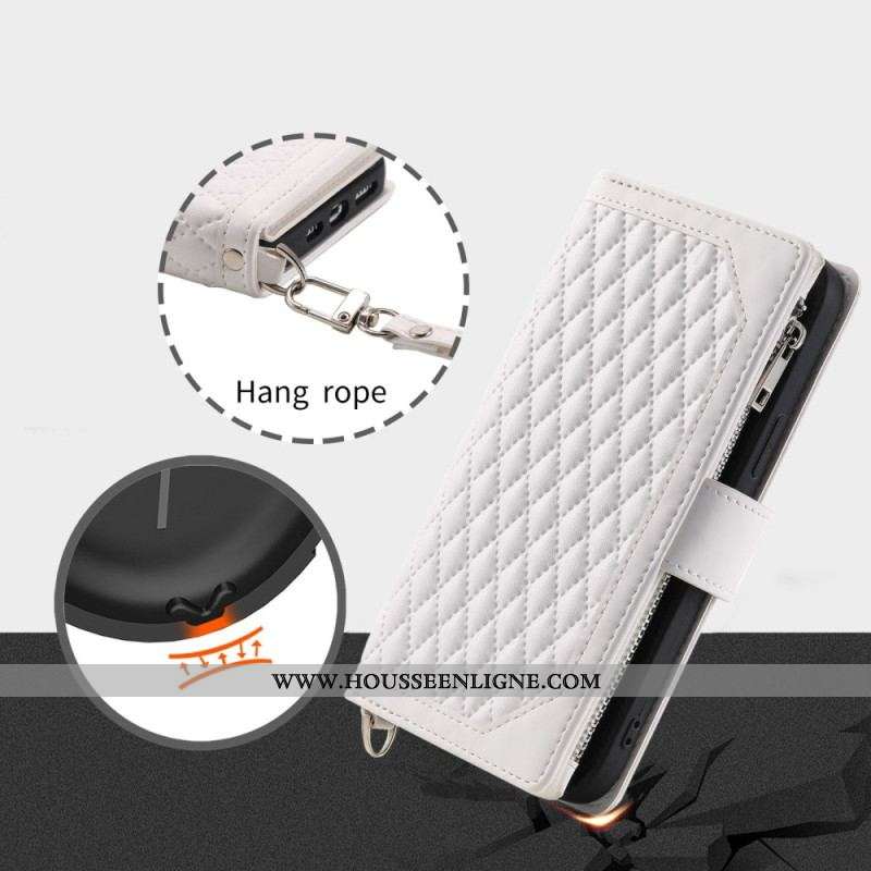 Housse iPhone 13 Pro Style Matelassé avec Bandoulière