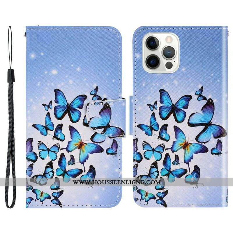 Housse iPhone 13 Pro Variations Papillons à Lanière