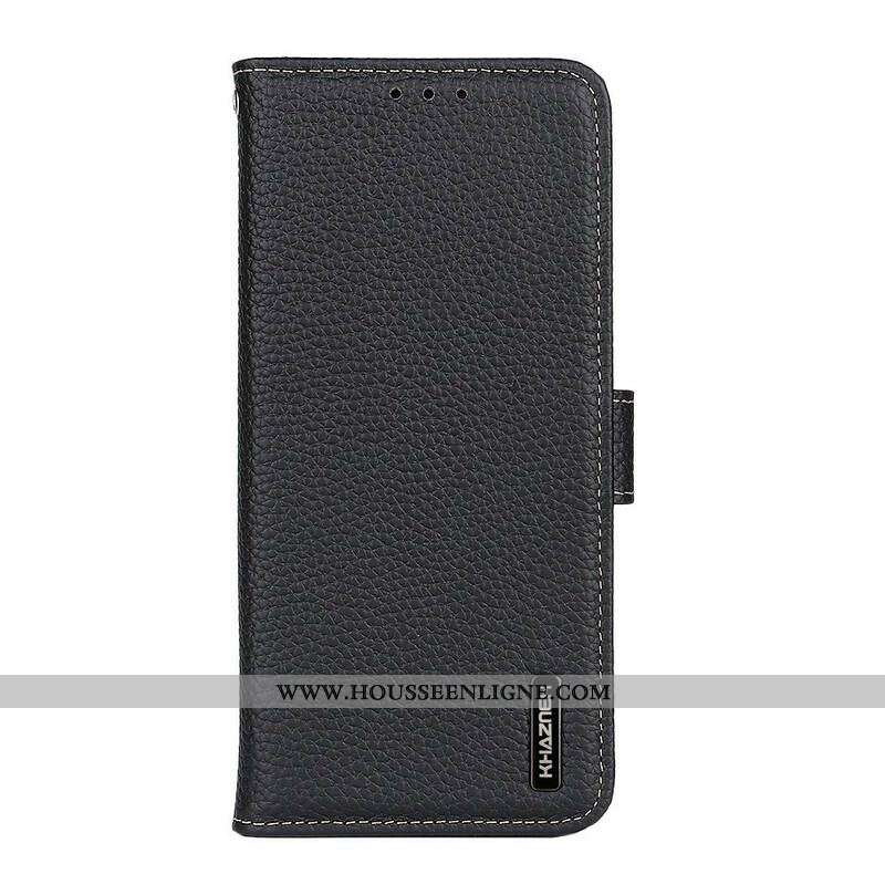 Housse iPhone 13 Pro Véritable Cuir Litchi KHAZNEH