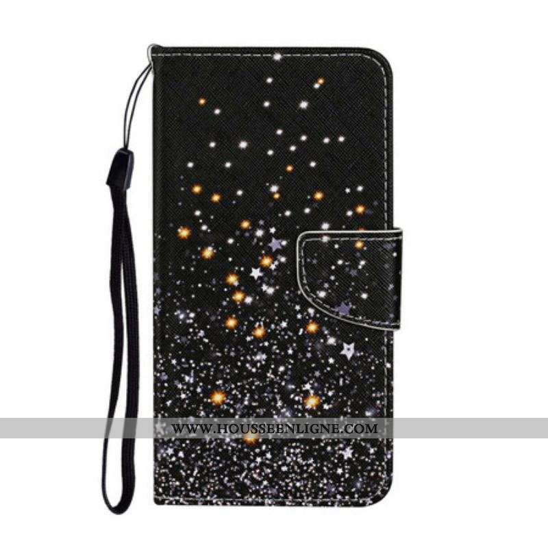 Housse iPhone 13 Pro Étoiles et Paillettes avec Lanière
