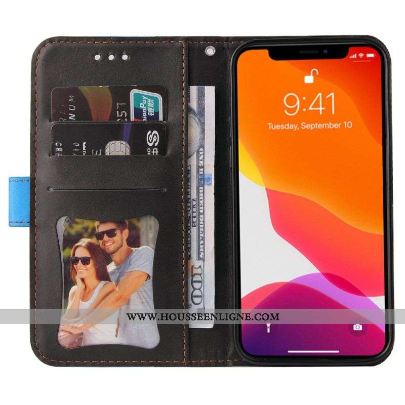 Housse iPhone 14 Bicolore avec Lanière