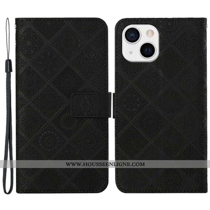 Housse iPhone 14 Motif Tapisserie à Lanière