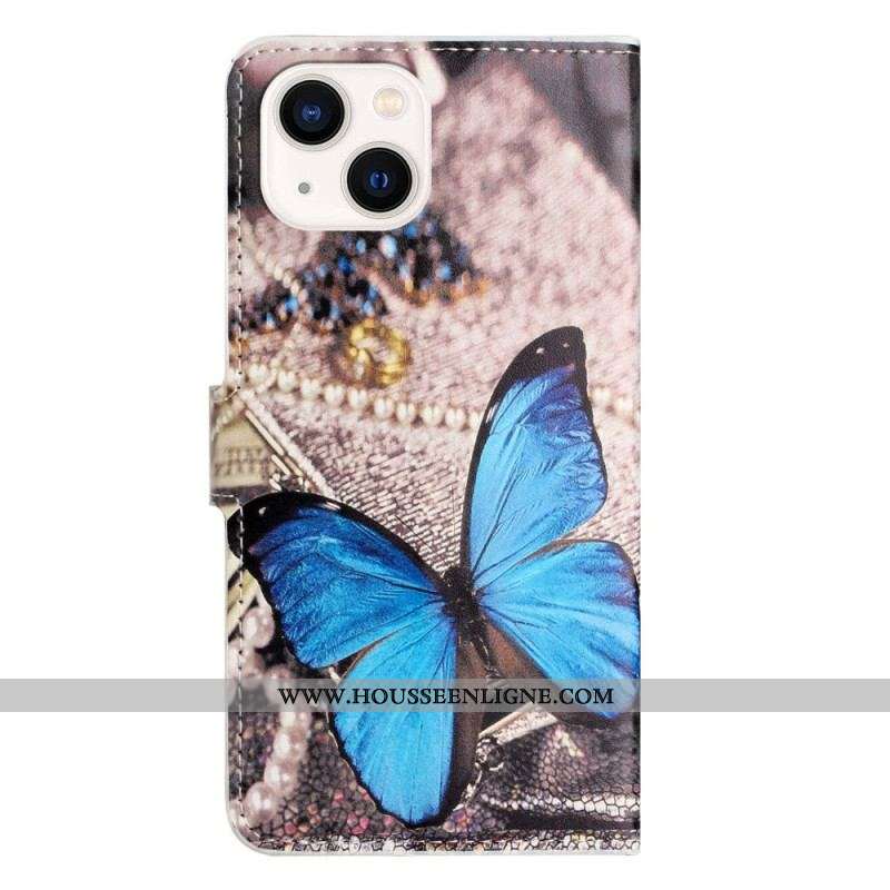 Housse iPhone 14 Papillon Bleu