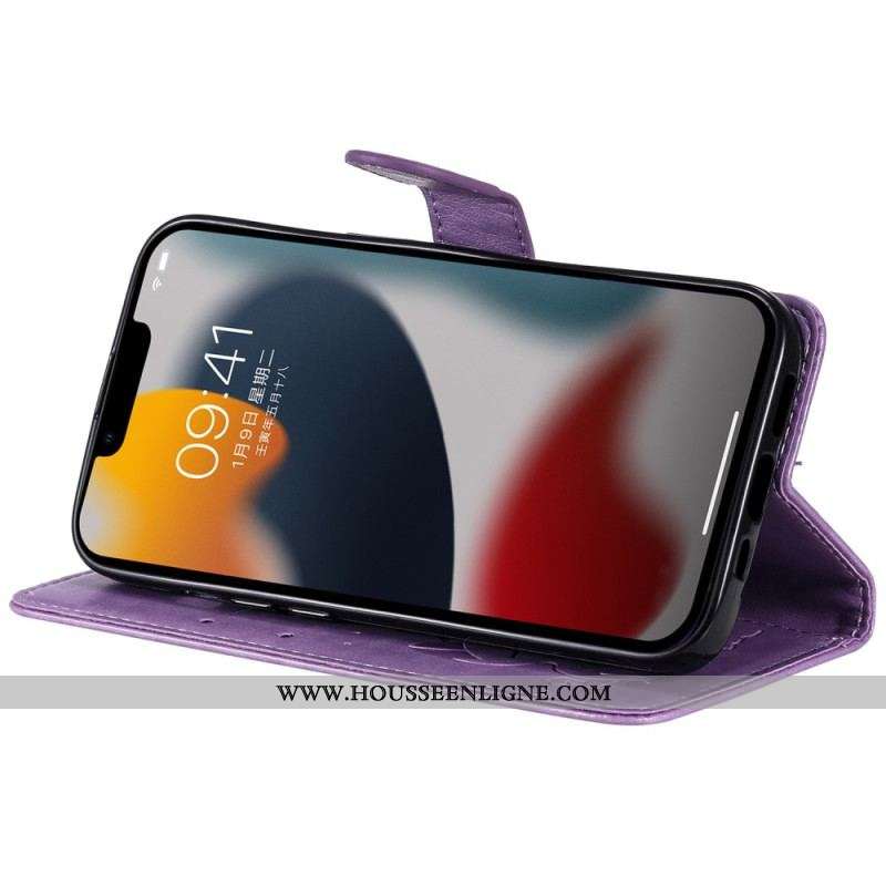 Housse iPhone 14 Plus Chat et Abeille à Lanière