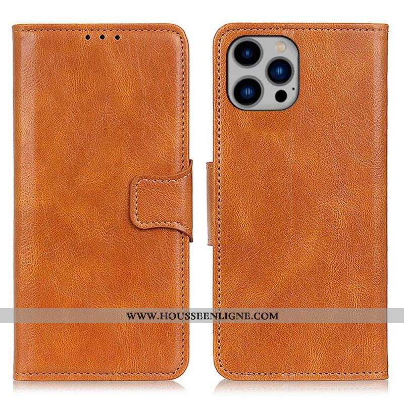 Housse iPhone 14 Plus Effet Cuir Fermoir Réversible