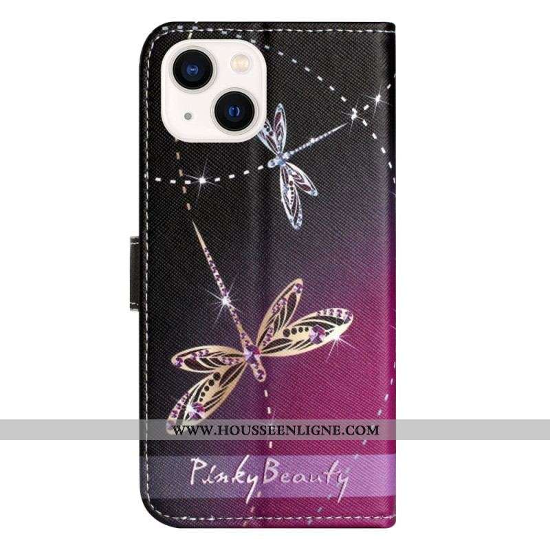 Housse iPhone 14 Plus Libellules à Lanière
