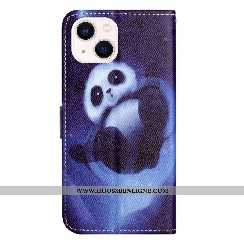 Housse iPhone 14 Plus Panda dans l'Espace à Lanière