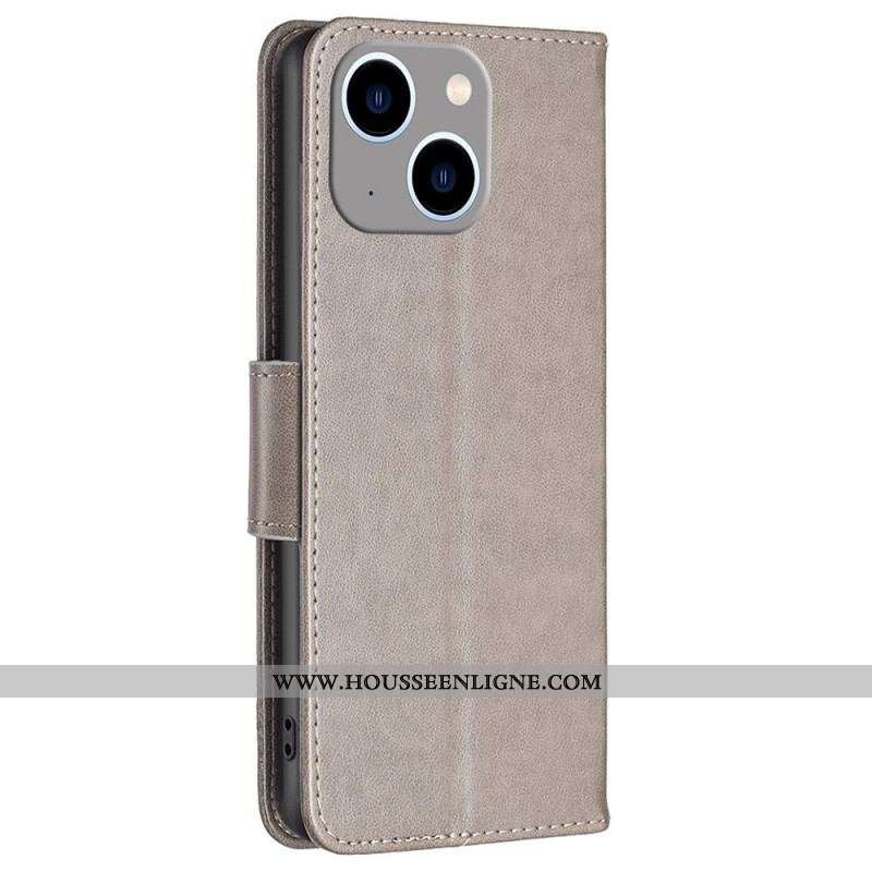 Housse iPhone 14 Plus Papillons Imprimés à Lanière