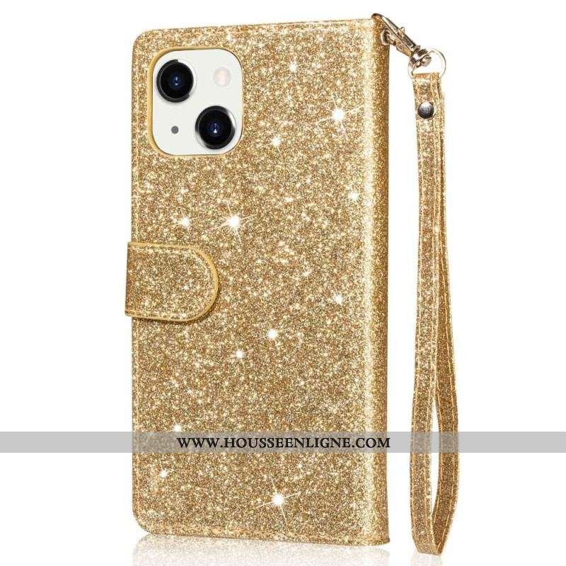 Housse iPhone 14 Plus Porte-Monnaie Paillettes