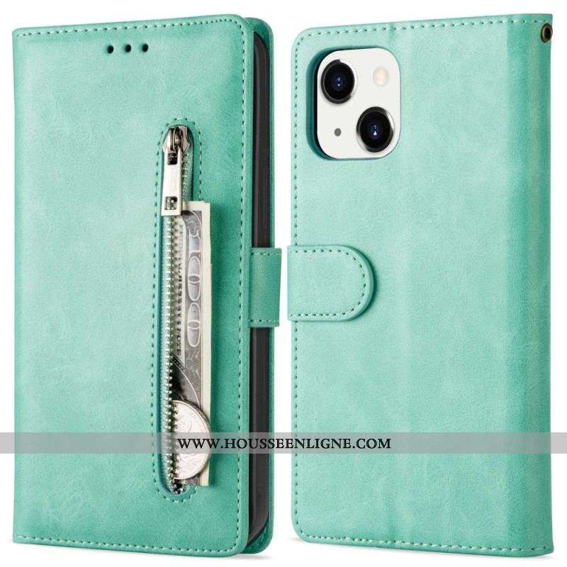 Housse iPhone 14 Plus Porte-Monnaie avec Lanière