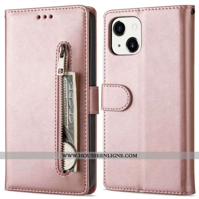 Housse iPhone 14 Plus Porte-Monnaie avec Lanière