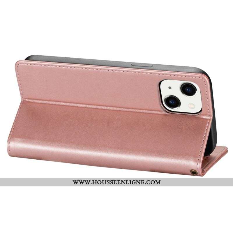 Housse iPhone 14 Plus Porte-Monnaie avec Lanière