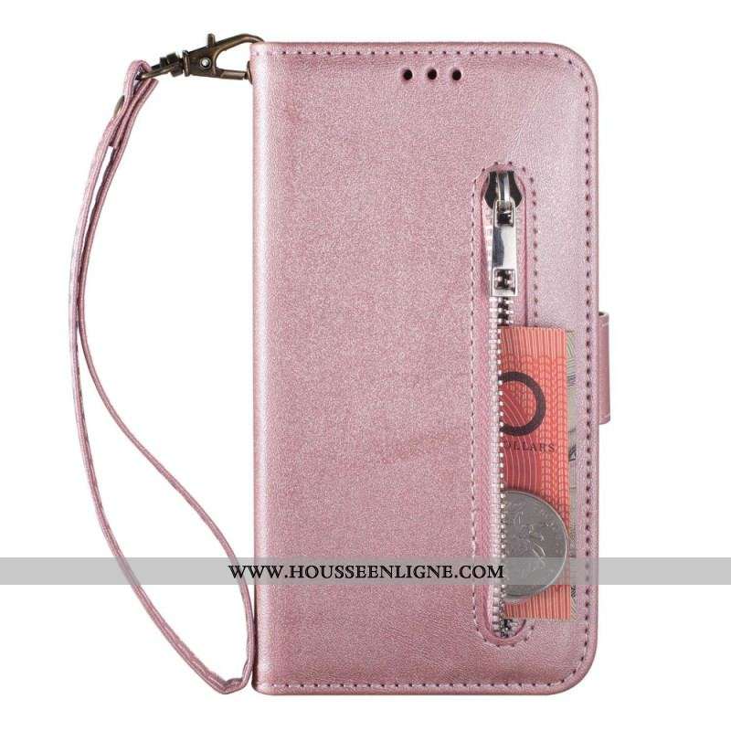 Housse iPhone 14 Plus Porte-Monnaie avec Lanière