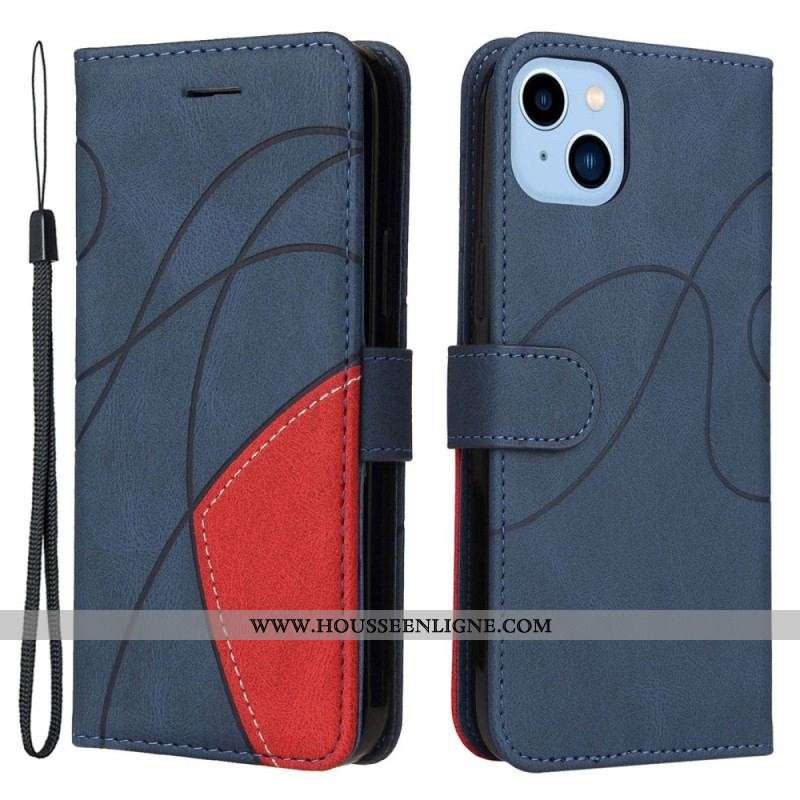 Housse iPhone 14 Plus Simili Cuir Bicolore Signature