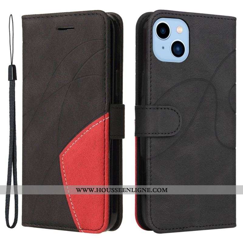 Housse iPhone 14 Plus Simili Cuir Bicolore Signature