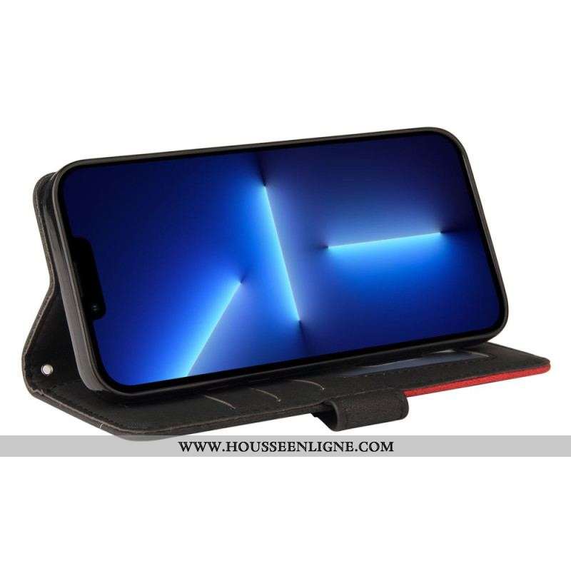 Housse iPhone 14 Plus Simili Cuir Bicolore Signature
