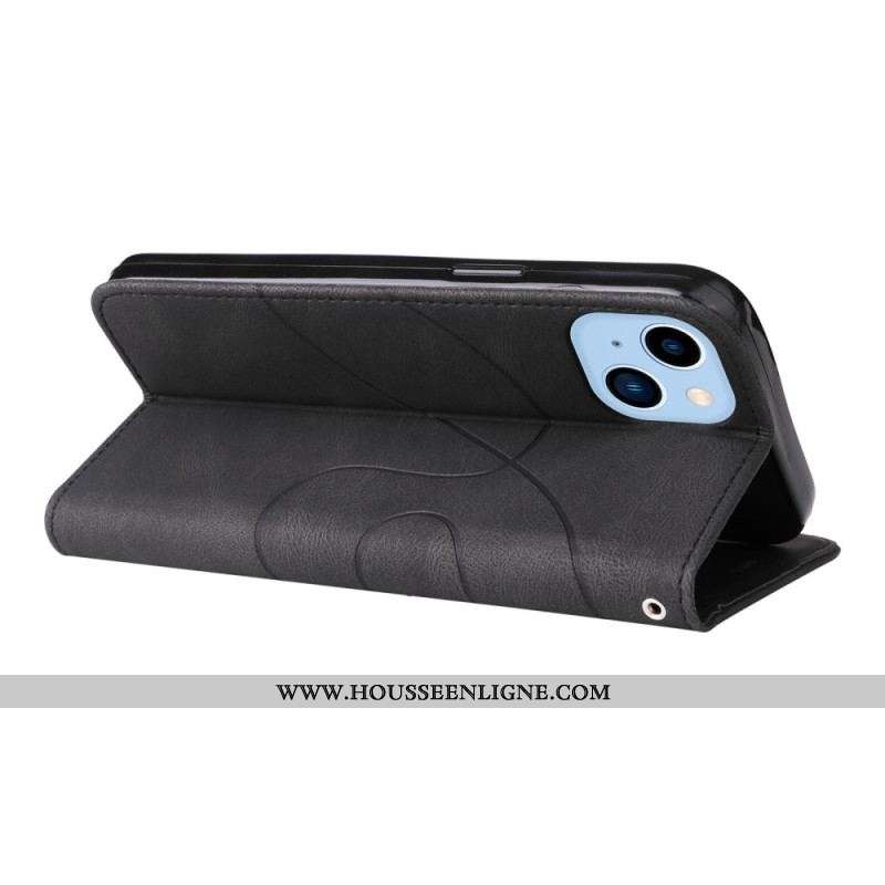 Housse iPhone 14 Plus Simili Cuir Bicolore Signature