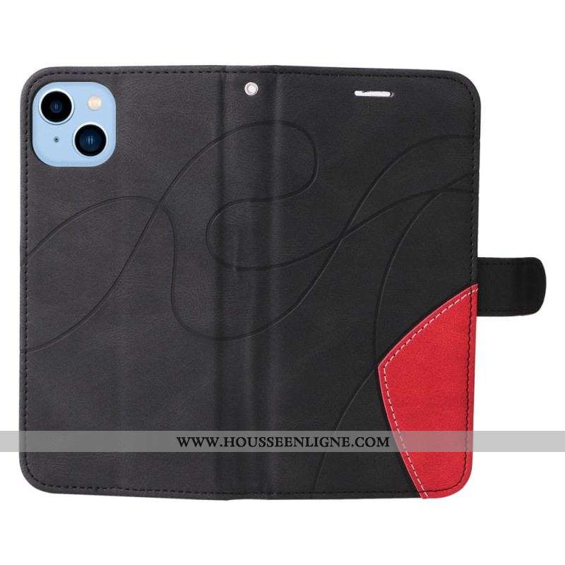 Housse iPhone 14 Plus Simili Cuir Bicolore Signature