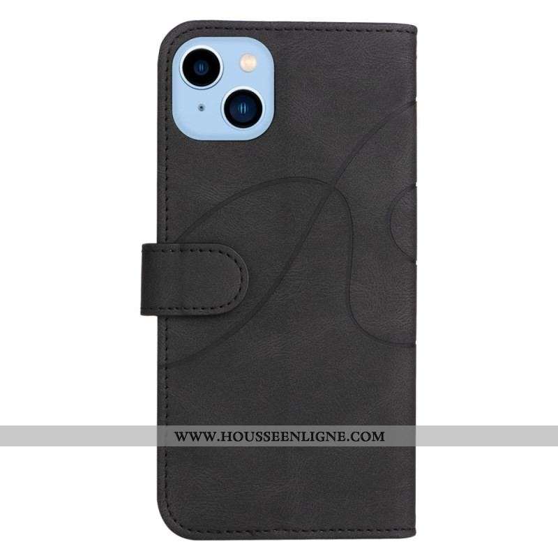Housse iPhone 14 Plus Simili Cuir Bicolore Signature