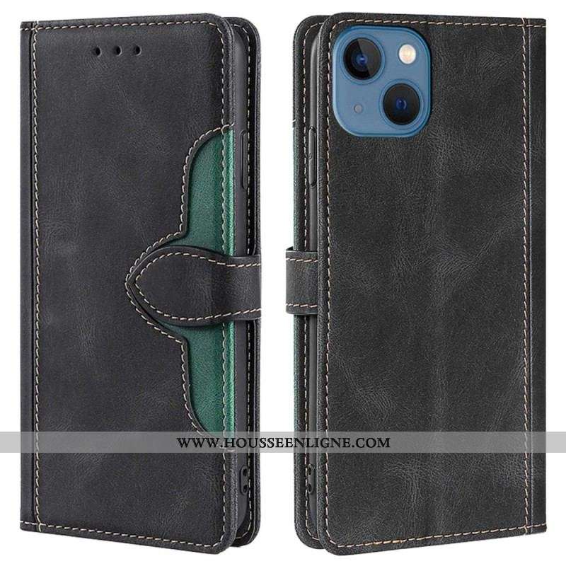 Housse iPhone 14 Plus Simili Cuir Bicolore Stylish