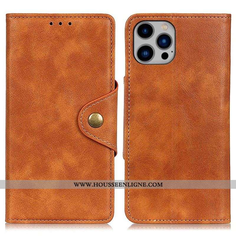 Housse iPhone 14 Plus Simili Cuir Bouton