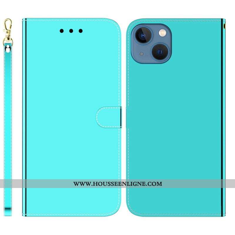 Housse iPhone 14 Plus Simili Cuir Couverture Miroir