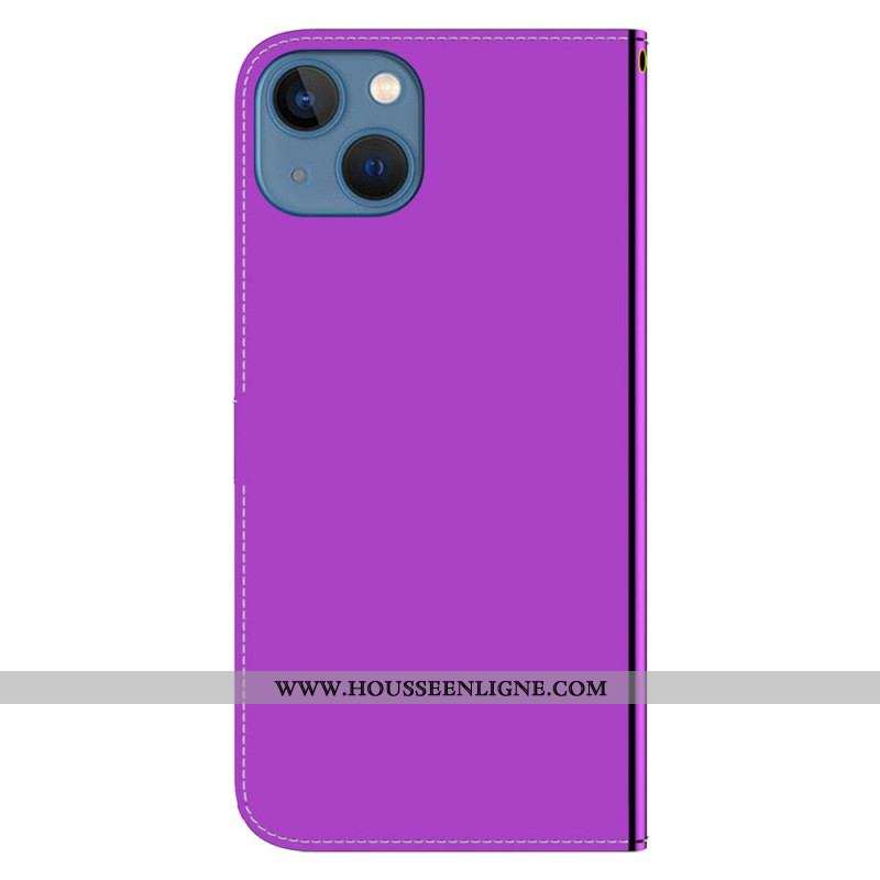 Housse iPhone 14 Plus Simili Cuir Couverture Miroir