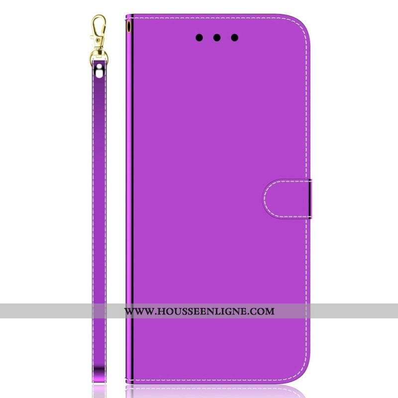 Housse iPhone 14 Plus Simili Cuir Couverture Miroir