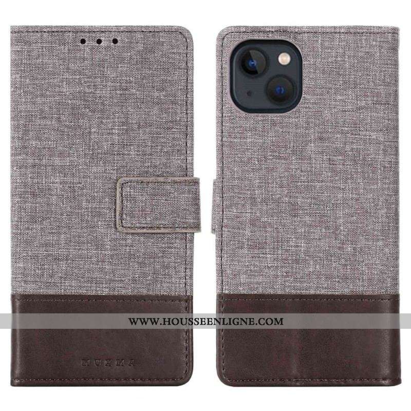 Housse iPhone 14 Plus Tissu et Effet Cuir MUXMA