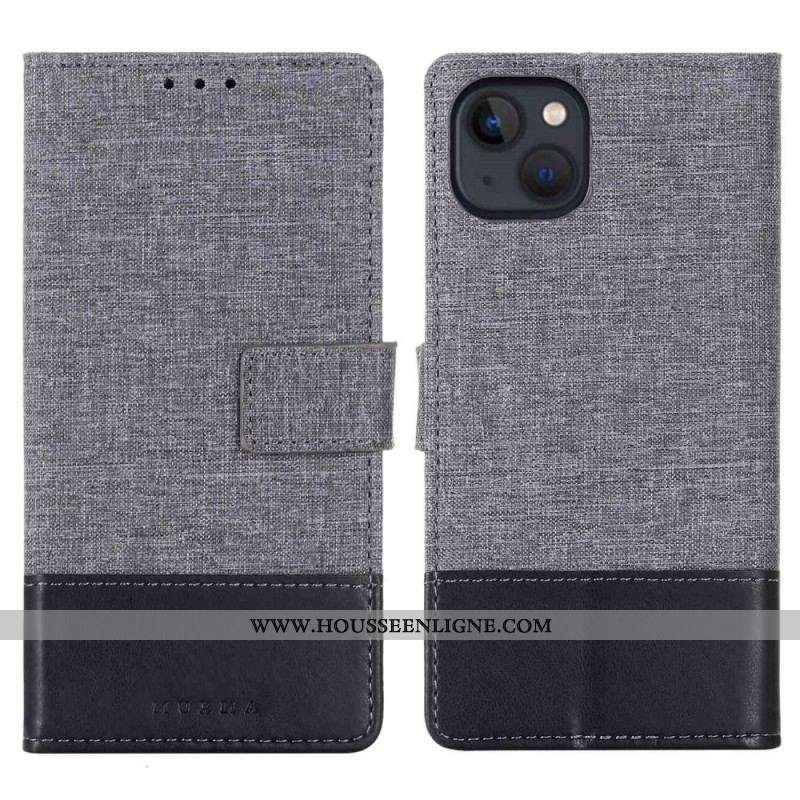 Housse iPhone 14 Plus Tissu et Effet Cuir MUXMA